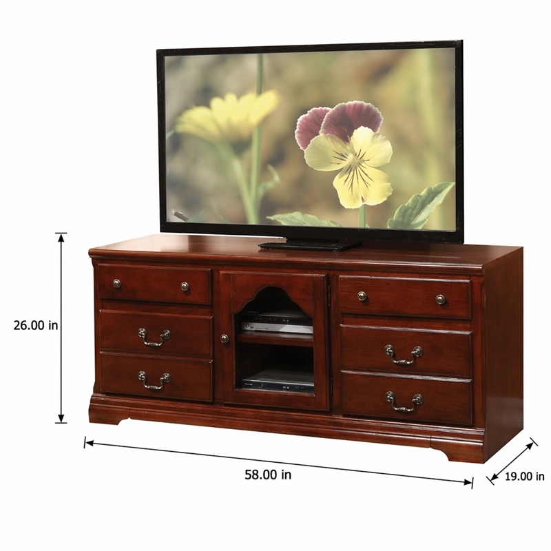 Bowery Hill Hercules TV Stand in Cherry with Storage for Up to 59-In TVs