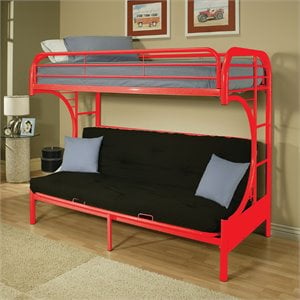 Bowery Hill Twin Over Full Futon Bunk Bed in Red Metal Finish