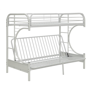Bowery Hill Twin XL Over Queen Metal Bunk Bed in White Finish