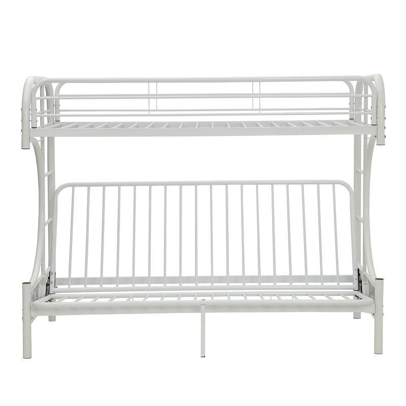 Bowery Hill Twin XL Over Queen Metal Bunk Bed in White Finish
