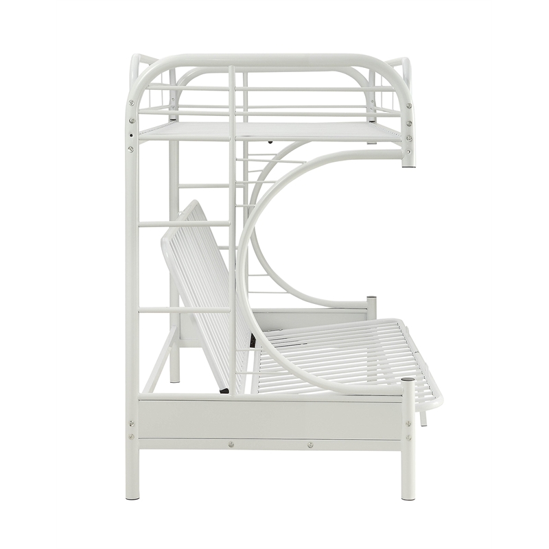 Bowery Hill Twin XL Over Queen Metal Bunk Bed in White Finish