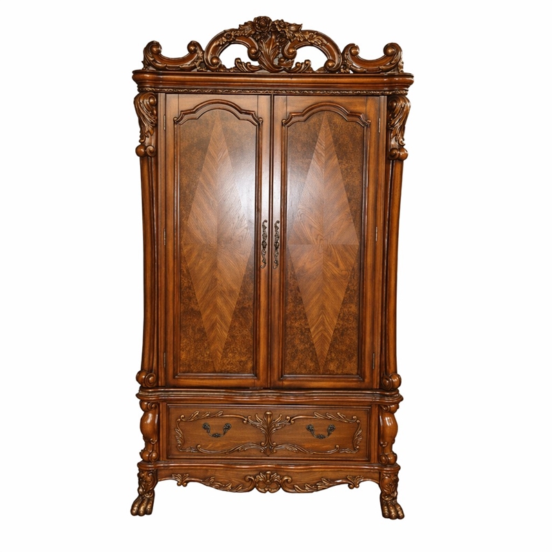 Bowery Hill 2-Drawer Wooden TV Armoire with Doors in Cherry Oak Finish