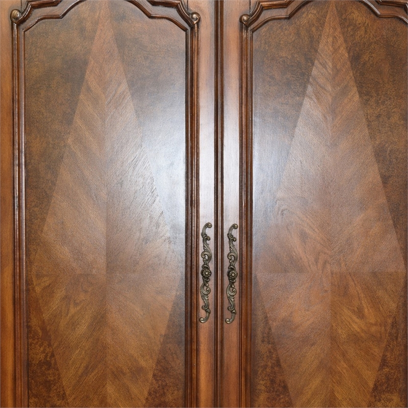 Bowery Hill 2-Drawer Wooden TV Armoire with Doors in Cherry Oak Finish