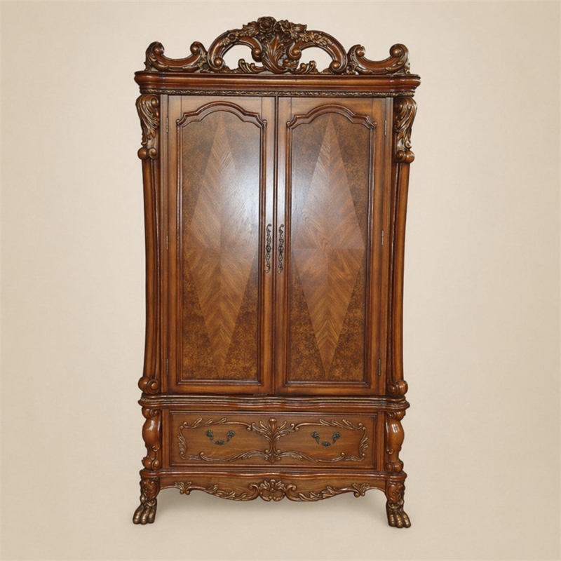 Bowery Hill 2-Drawer Wooden TV Armoire with Doors in Cherry Oak Finish