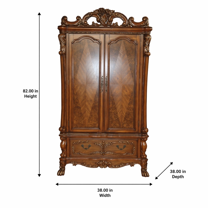 Bowery Hill 2-Drawer Wooden TV Armoire with Doors in Cherry Oak Finish