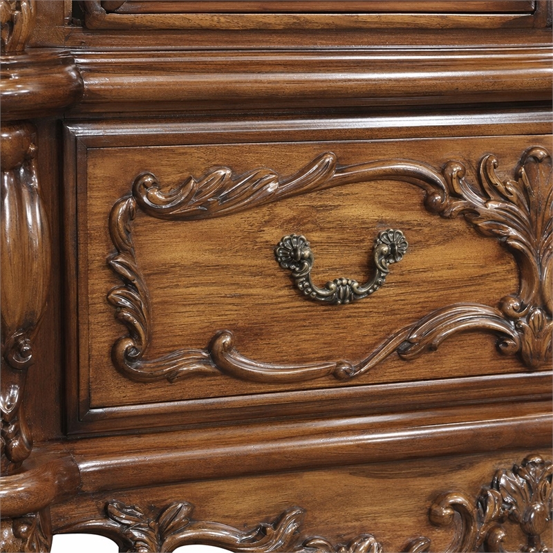 Bowery Hill 2-Door Curio Cabinet with Claw Legs in Cherry Oak Wood
