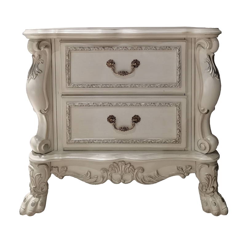 Bowery Hill 2-Drawer Rectangular Wooden Nightstand in Bone White Finish