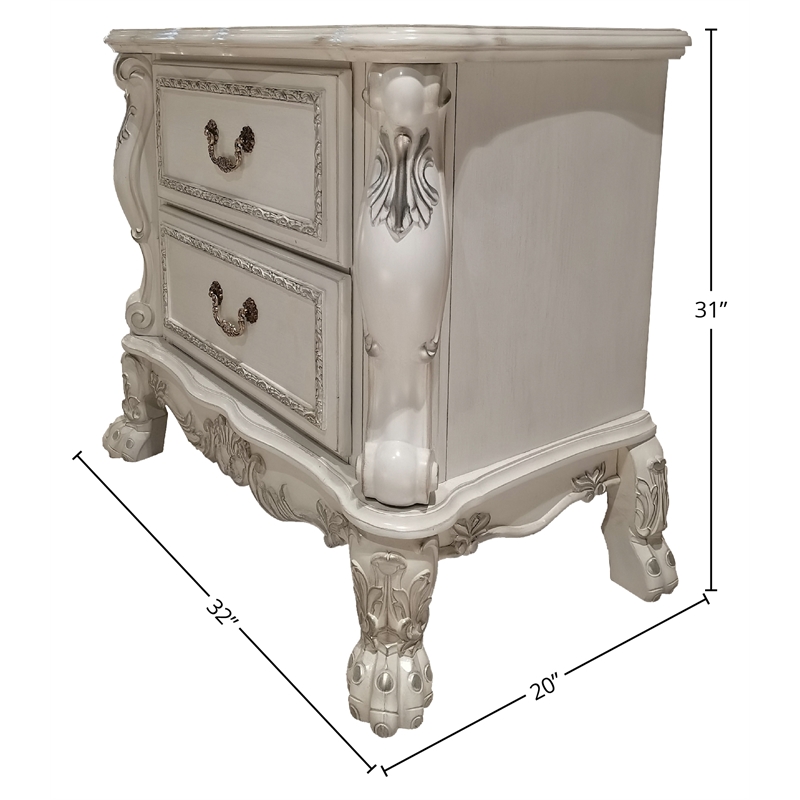 Bowery Hill 2-Drawer Rectangular Wooden Nightstand in Bone White Finish