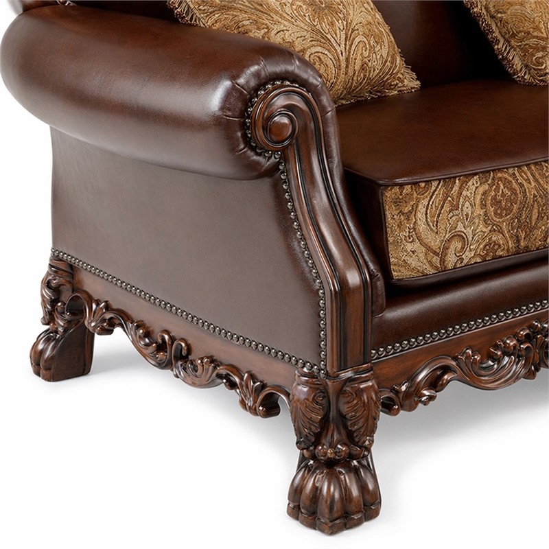 Bowery Hill Chair with Reversible Cushion and Decorative Trim in Cherry Oak