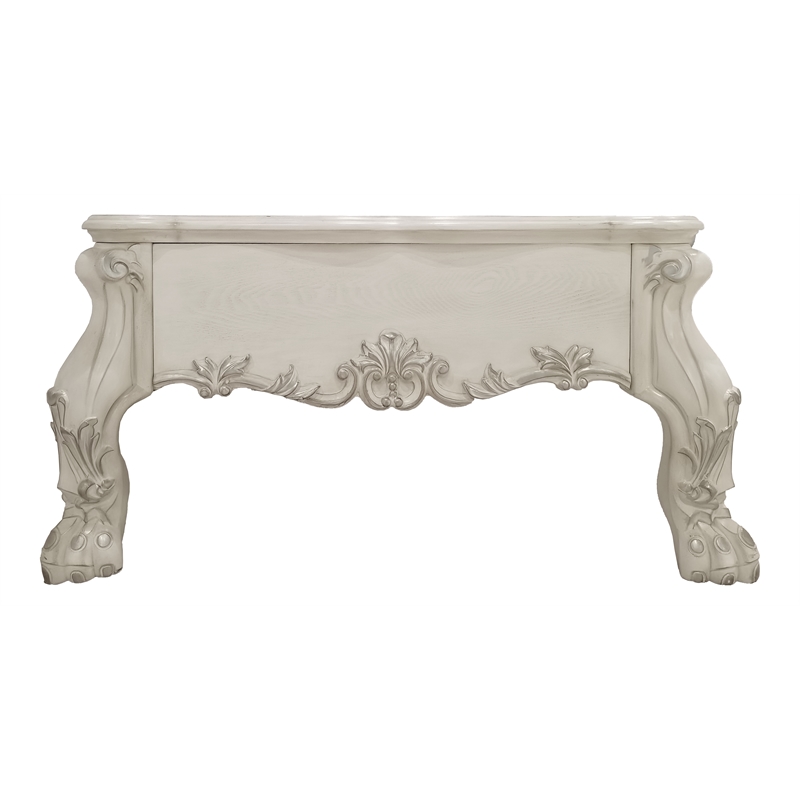 Bowery Hill Transitional Coffee Table with 2 Drawers in Bone White Finish
