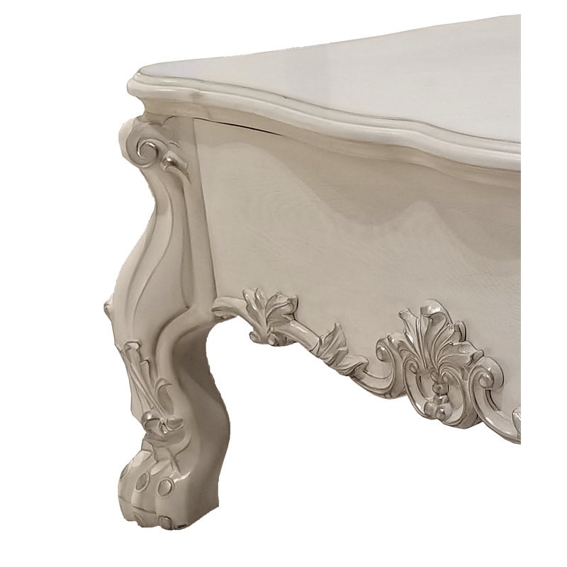 Bowery Hill Transitional Coffee Table with 2 Drawers in Bone White Finish