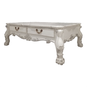 Bowery Hill Transitional Coffee Table with 2 Drawers in Bone White Finish