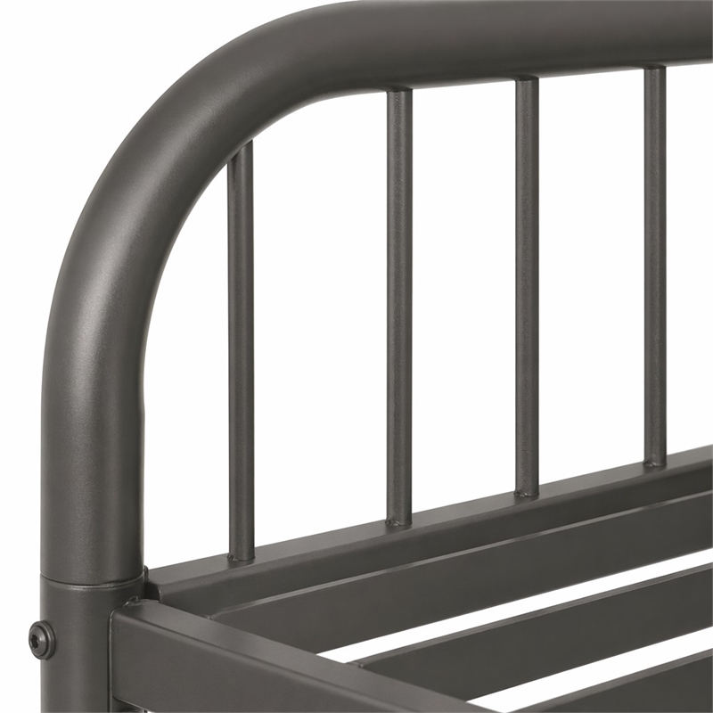 Bowery Hill Twin Over Twin Metal Bunk Bed with Convertible Frame in Gunmetal