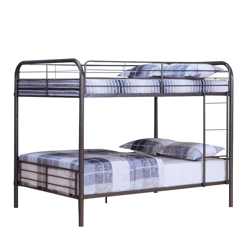 Bowery Hill Metal Full Over Full Bunk Bed with Ladder in Gunmetal