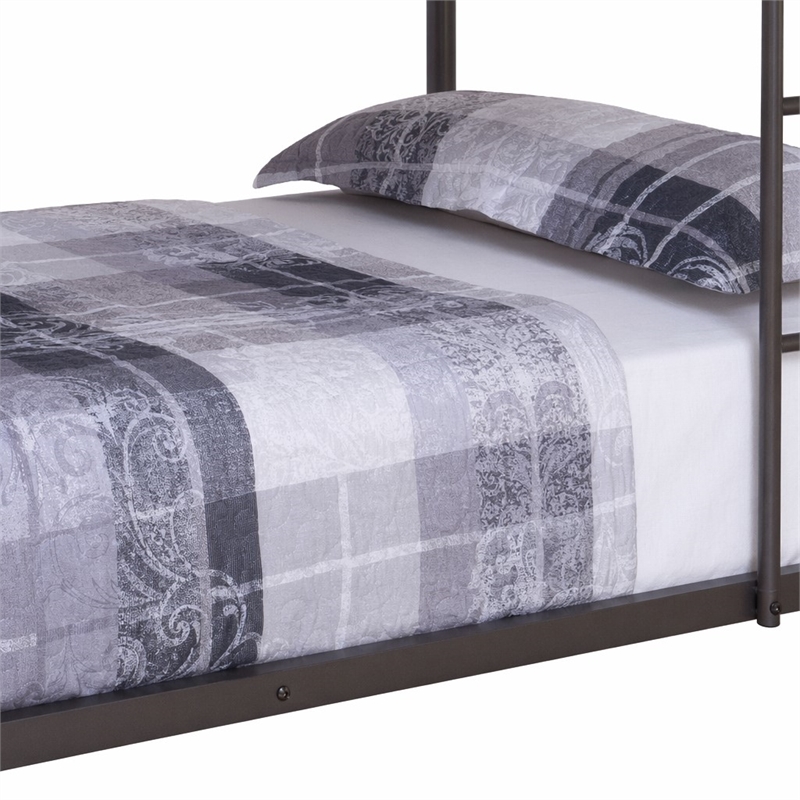 Bowery Hill Metal Full Over Full Bunk Bed with Ladder in Gunmetal