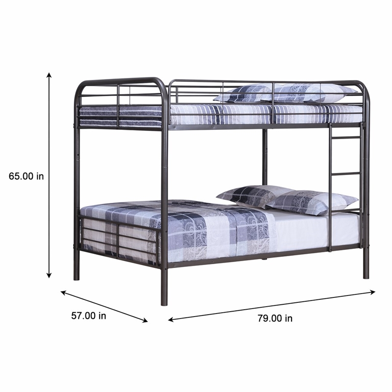 Bowery Hill Metal Full Over Full Bunk Bed with Ladder in Gunmetal