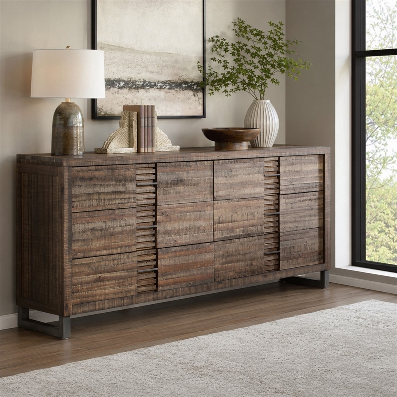 Bowery Hill Rectangular 6-Drawer Dresser in Reclaimed Oak Wood