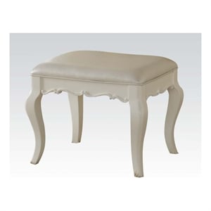 Bowery Hill Vanity Stool in Synthetic Leather and Pearl White
