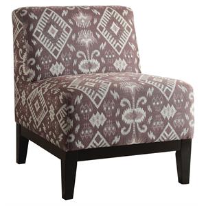 Bowery Hill Chenille Accent Chair in Pattern Fabric and Dark Brown
