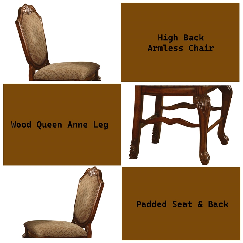 Bowery Hill Upholstered Counter Height Chair Set of 2 in Cherry