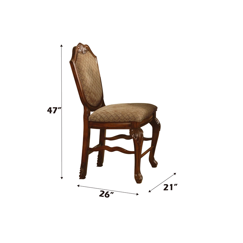 Bowery Hill Upholstered Counter Height Chair Set of 2 in Cherry