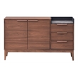 Bowery Hill Modern Wooden Server with Stone Top Insert in Walnut