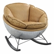 Bowery Hill Modern Rocking Chair with Morocco Brown Leather and Aluminum