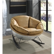 Bowery Hill Modern Rocking Chair with Morocco Brown Leather and Aluminum