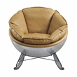 Bowery Hill Modern Rocking Chair with Morocco Brown Leather and Aluminum
