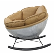 Bowery Hill Modern Rocking Chair with Morocco Brown Leather and Aluminum