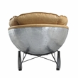 Bowery Hill Modern Rocking Chair with Morocco Brown Leather and Aluminum