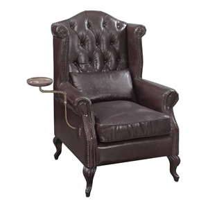 Bowery Hill Wingback Accent Chair in Vintage Brown Top Grain Leather