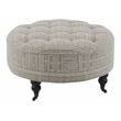Bowery Hill Button Tufted Ottoman with Casters in Gray Pattern Upholstery