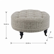 Bowery Hill Button Tufted Ottoman with Casters in Gray Pattern Upholstery