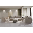 Bowery Hill Button Tufted Ottoman with Casters in Gray Pattern Upholstery