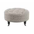 Bowery Hill Button Tufted Ottoman with Casters in Gray Pattern Upholstery