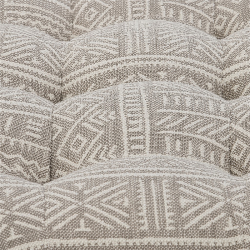 Bowery Hill Button Tufted Ottoman with Casters in Gray Pattern Upholstery