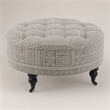 Bowery Hill Button Tufted Ottoman with Casters in Gray Pattern Upholstery