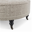 Bowery Hill Button Tufted Ottoman with Casters in Gray Pattern Upholstery