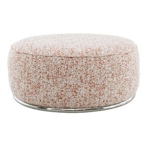 Bowery Hill Round Boucle Ottoman with Stainless Steel Base in Multi-Color