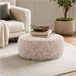 Bowery Hill Round Boucle Ottoman with Stainless Steel Base in Multi-Color