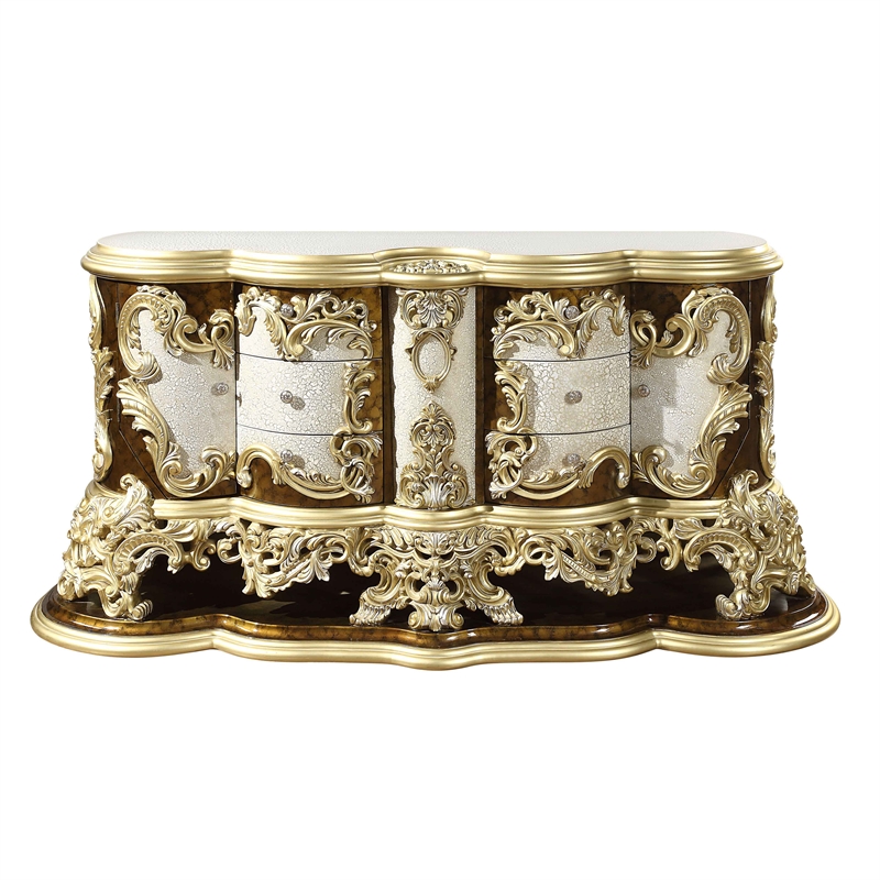 Bowery Hill 6-Drawer Wood Dresser with Hand-Painted Finish in Antique Gold