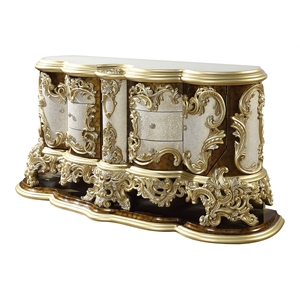 Bowery Hill 6-Drawer Wood Dresser with Hand-Painted Finish in Antique Gold