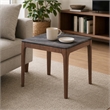 Bowery Hill Scandinavian End Table with Engineered Stone Top and Walnut Frame