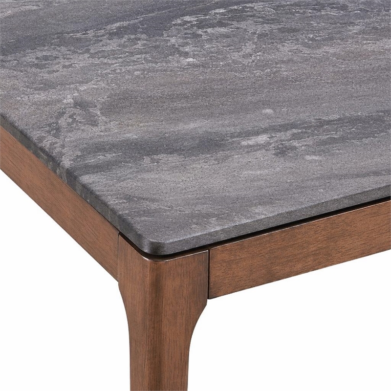 Bowery Hill Scandinavian End Table with Engineered Stone Top and Walnut Frame
