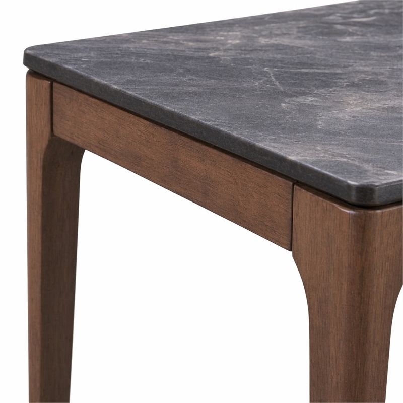 Bowery Hill Scandinavian End Table with Engineered Stone Top and Walnut Frame