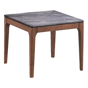 Bowery Hill Scandinavian End Table with Engineered Stone Top and Walnut Frame