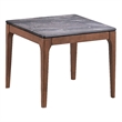 Bowery Hill Scandinavian End Table with Engineered Stone Top and Walnut Frame