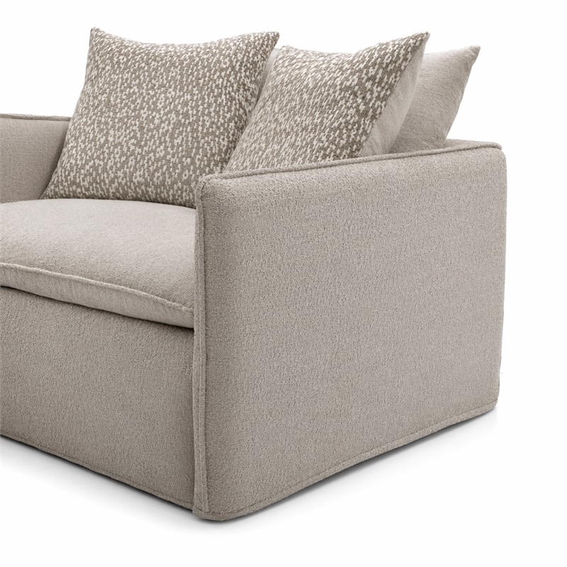 Bowery Hill Linen Fabric Loveseat with Accent Pillows Beige Upholstery