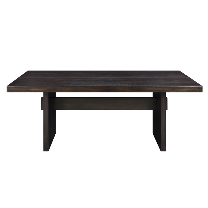 Bowery Hill Modern Rectangular Black Dining Table with Wooden Legs